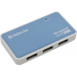 USB-концентратор Defender Quadro Power, бело-синий
