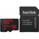 карта памяти Sandisk Ultra microSDXC 200GB UHS-I (Class10, U3, совместимость с Android, SD-адаптер)