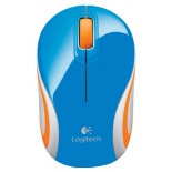 мышка Logitech Wireless Mini Mouse M187, Синяя с оранжевым