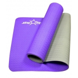 коврик для йоги Starfit FM-201 (173x61x0,5 см), фиолетово-серый