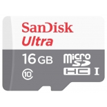карта памяти SanDisk Ultra microSDHC Class 10 (16GB), Бело-серая