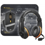 мышка Defender Warhead MPH-1600 USB (+ коврик и наушники), черный