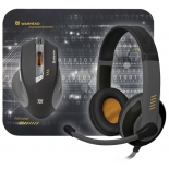 мышка Defender Warhead MPH-1500 USB (+ коврик и наушники), черный