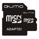 карта памяти Qumo microSDHC class 4 8GB + SD adapter, Черная