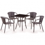 стол со стульями Afina T282BNS/Y137C-W53, brown (4+1) комплект