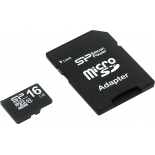 карта памяти Silicon Power MicroSDHC 16Gb (SP016GBSTH010V10SP) class10