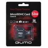 карта памяти Qumo microSDHC 32Gb class 10 + SD-адаптер (QM32MICSDHC10)