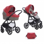 коляска Noordi 2 в 1 Fjordi Sport Melange Leather Scarlet 844 с багажной сумкой