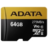 карта памяти A-DATA 64GB Premier ONE microSDXC Class 10 UHS-II U3 V90 275MB/s (SD адаптер)