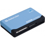 устройство для чтения карт памяти Defender Ultra USB 2.0, 5 слотов, чёрно-голубой