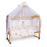 детское постельное белье комплект AmaroBaby Мишкин сон (7 предметов, поплин), бежевый