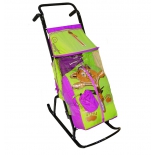 санки-коляска R-Toys Снегурочка 2-Р Медвежонок lilac-lime