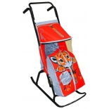 санки-коляска R-Toys Снегурочка 2-Р Тигрёнок gray-red