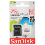 карта памяти SanDisk Ultra Class 10 UHS-I 64GB + SD-адаптер