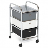 товар TetChair NY-3296-3 хром, Столик c 3 ящиками, черный/белый