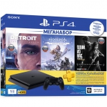игровая приставка Sony PlayStation 4 Slim 1Tb (СUH-2208B), черная +Detroit+HZD+Одни из нас