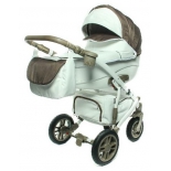 коляска Lepre Formula 61 (42098) Экокожа+Ткань Белая с Коричневым