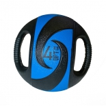 медицинбол Original FitTools FT-DHMB-04 с хватами, 4 кг, черный с голубым