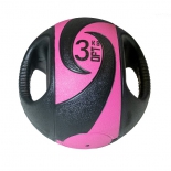 медицинбол Original FitTools FT-DHMB-03 с хватами, 3 кг, черный с розовым