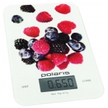 кухонные весы Polaris PKS 0740DG Berries, белые c рисунком