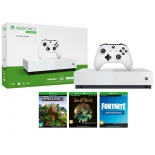 игровая приставка Microsoft Xbox One S 1TB All-Digital Edition, белая + игры Minecraft, Sea of Thieves, Fortnite