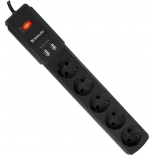 сетевой фильтр Defender DFS 451, черный