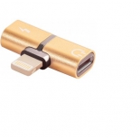кабель-переходник Greenconnect GCR-51150 (USB 2.0 Lightning 8pin/jack 3,5mm аудио) золотистый