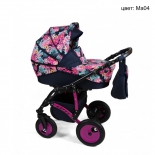 коляска Alis Mateo F 3 в 1, Ma 04 графит + розовый цветочный микс