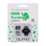карта памяти Qumo Fundroid MicroSDHC Memory Card 32Gb Class10 + USB microSD Reader, чёрный