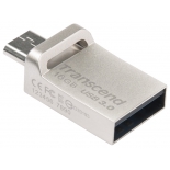 usb-флешка Transcend JetFlash 880S USB3.0/USB micro-B OTG 16Gb (RTL), серебристая