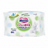 влажная салфетка для детей Merries Flushable, запасной блок (64 шт)