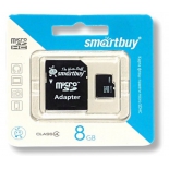 карта памяти SmartBuy microSDHC Class 4 8GB (с адаптером)