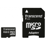 карта памяти MicroSDHC 4Gb class10 Transcend +SD адаптер