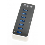 USB-концентратор 5bites HB37-305PWH, блок питания 3А, черно-белый
