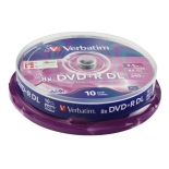 оптический диск Verbatim DVD+R 8.5 Gb, 8x, Cake Box, Double Layer (10шт)