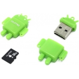 карта памяти Qumo Fundroid MicroSDHC Memory Card 8Gb Class10 + USB microSD Reader, зелёный
