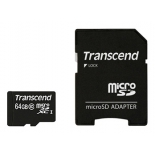 карта памяти Transcend microSDXC 64Gb Class 10 + microSD-->SD Adapter