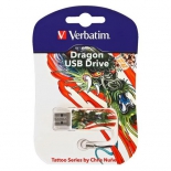 usb-флешка Verbatim 16Gb Mini Tattoo Dragon 49888 USB2.0, белая/узор