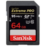 карта памяти SDXC 64Gb class 10, SanDisk Extreme PRO V30 UHS-I (U3) 95MB/s