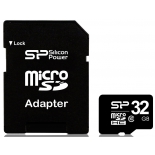 карта памяти Silicon Power micro SDHC Card 32GB Class 10 + SD adapter