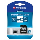 карта памяти Verbatim microSDXC Class 10 UHS-1 64GB + SD adapter