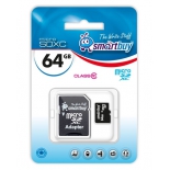 карта памяти SmartBuy microSDXC Class 10 64GB + SD adapter