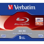 Оптический диск Verbatim BD-RE 25 Gb, 2x, Jewel Case (5шт)