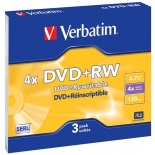 Оптический диск DVD+RW Verbatim 4.7 Gb, 4x, Slim (3шт)