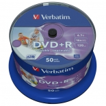 оптический диск DVD-R Verbatim 4,7 Gb, Printable, Cake Box