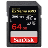 карта памяти SanDisk Extreme PRO SDXC UHS-II (300 MB/s, 64 Gb, Class 10)