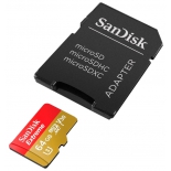 карта памяти SanDisk Extreme microSDXC Class 10 UHS Class 3 V30 90MB/s 64Gb (с адаптером)