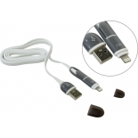 кабель / переходник KS-is (Lightning, microUSB-USB) KS-285G-W, бело-серый