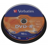 Оптический диск DVD-R Verbatim 4,7 Gb, Cake Box (10 шт)