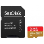 карта памяти SanDisk Extreme microSDHC Class 10 UHS Class 3 V30 90MB/s 32GB, с адаптером